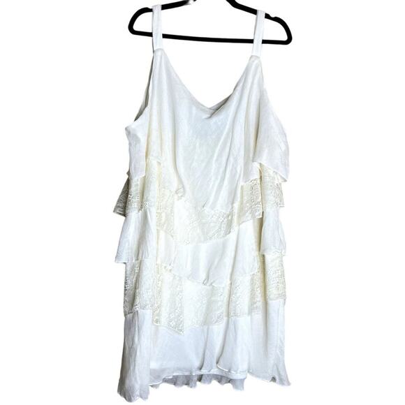 NWT Avenue Style #7069 Sleeveless Layered Lace Off White Beige blouse top Women - Picture 2 of 8